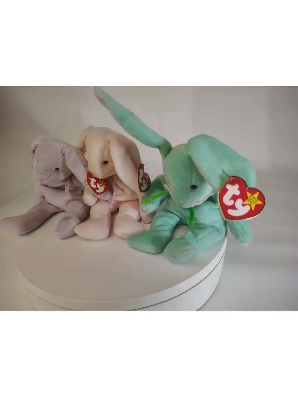 TY BEANIE BABIES 1996 EASTER BUNNIES HIPPITY HOPPITY FLOPPITY PLUSH SET W/ TAGS